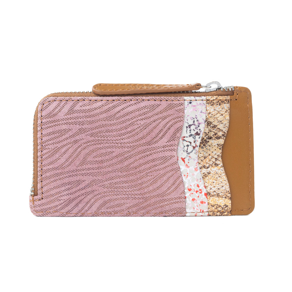 Myra Ashen Blush Leather Wallet in Mauve Snake Print