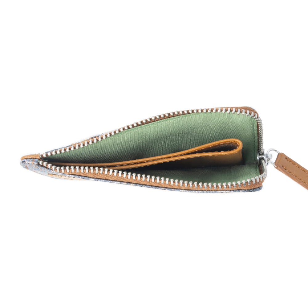 Myra Shadow Celeste Leather Wallet in Frosted Snake Print