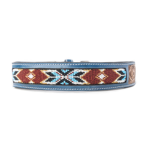 Running Free Beaded Heritage Dog Collar in Brown - Myra USA