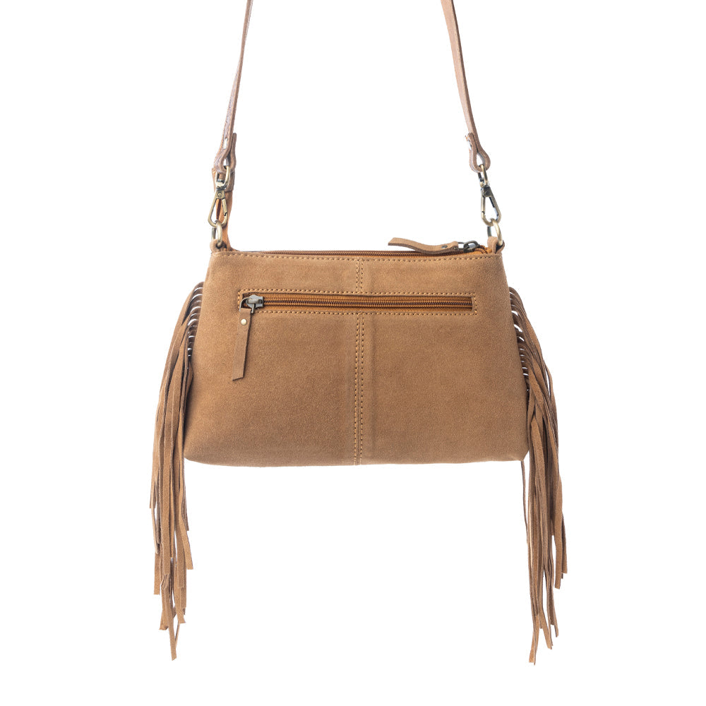 Myra Wild Mirage Hairon Leather Bag with Fringes in Ivory Range