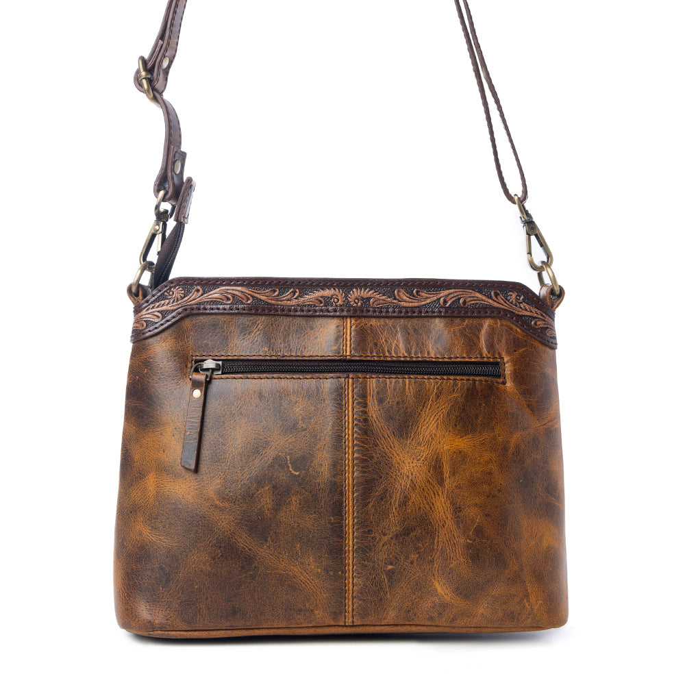 Myra Prairie Forge Studded Hairon Leather Bag in Rodeo Brown