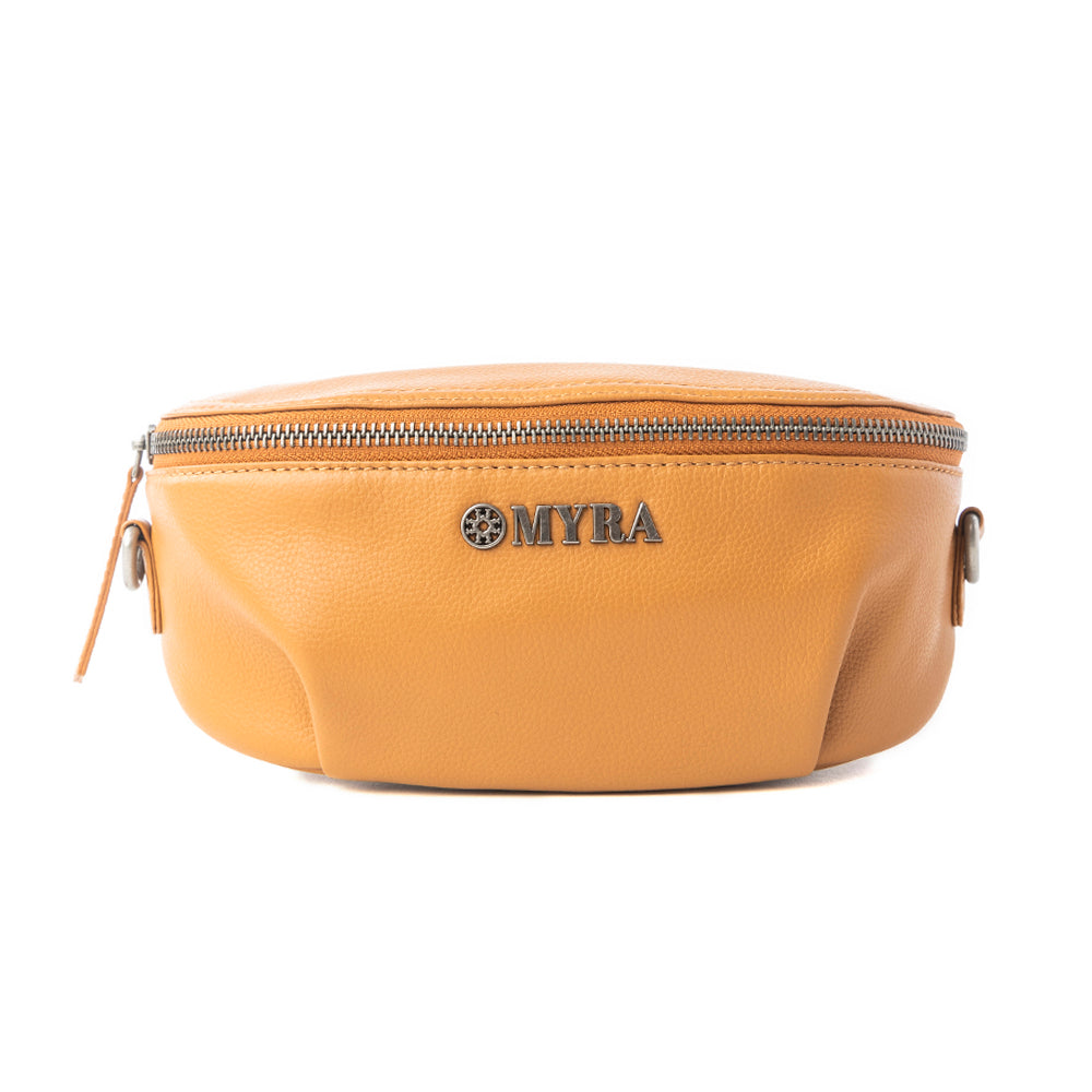 Myra Compass Mesa Leather Fanny Pack in Honey Cloud - Myra USA