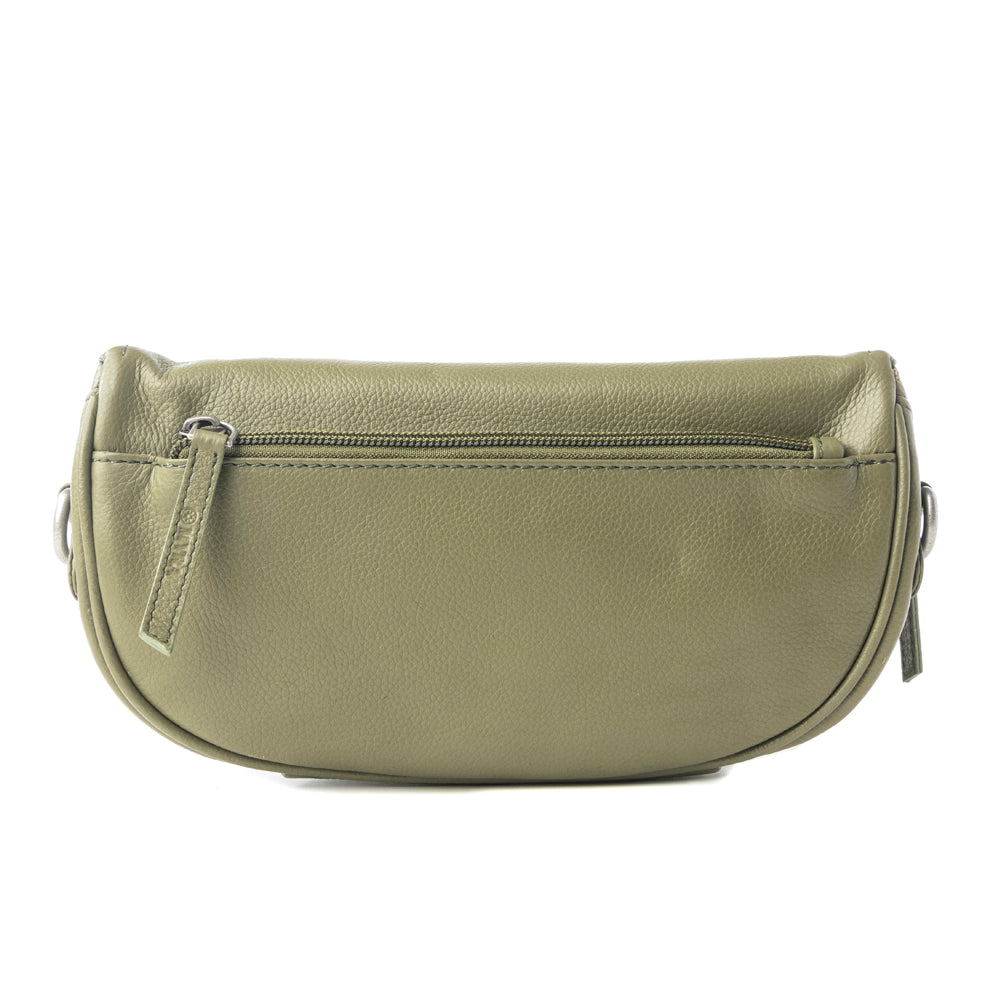 Myra Juniper Sage Leather Fanny Pack in Olive Trail
