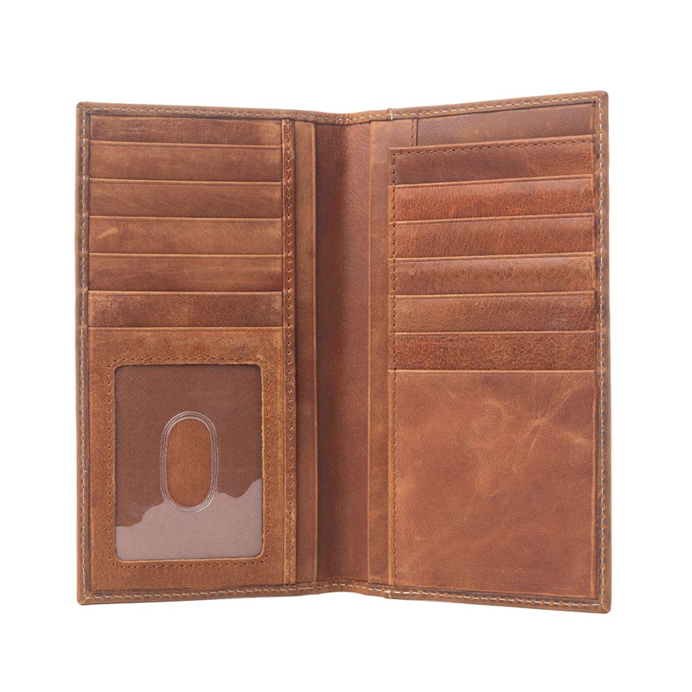 Myra Lariat Crest Hairon Leather Wallet for Men in Rustic Chrome