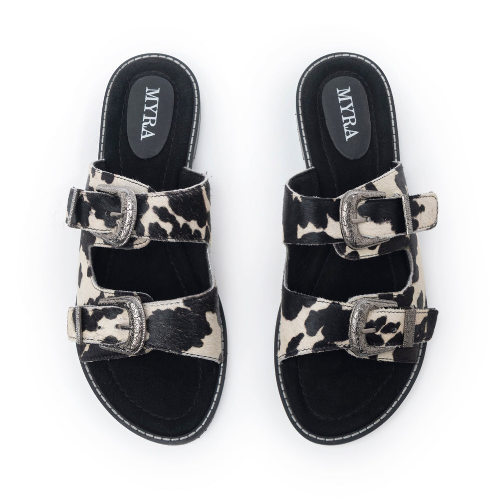 Myra Midnight Grove Hairon Leather Sandals in Ranch Ivory - Myra USA