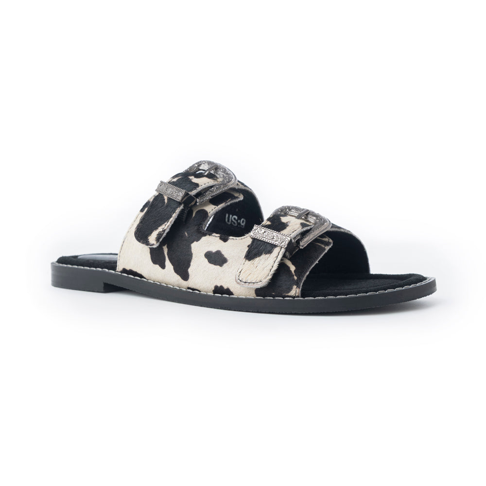 Myra Midnight Grove Hairon Leather Sandals in Ranch Ivory - Myra USA