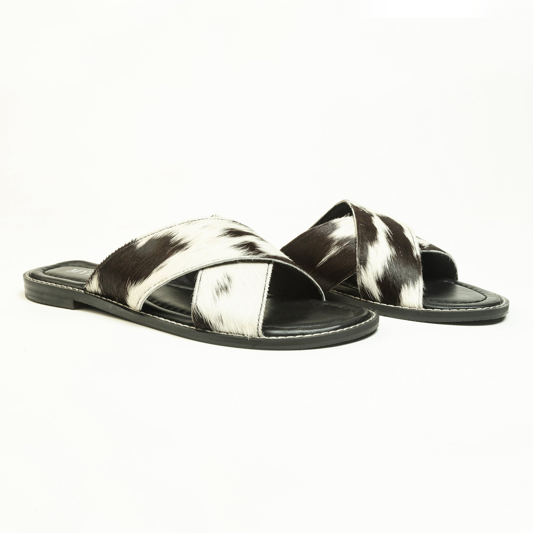 Myra El Paso Dawn Hairon Leather Sandals in Speckled White - Myra USA