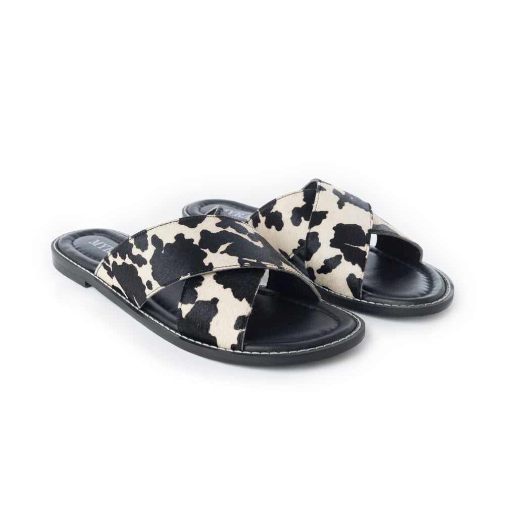 Myra El Paso Dawn Hairon Leather Sandals in Speckled White - Myra USA