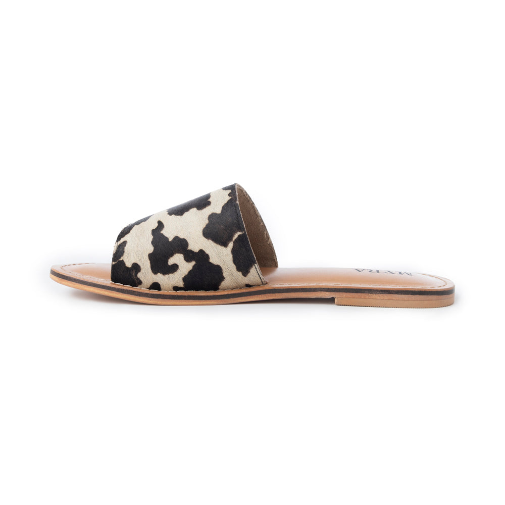 Myra Mojave Herd Hairon Leather Sandals in Creamhide White - Myra USA