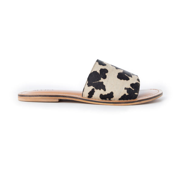Myra Mojave Herd Hairon Leather Sandals in Creamhide White - Myra USA