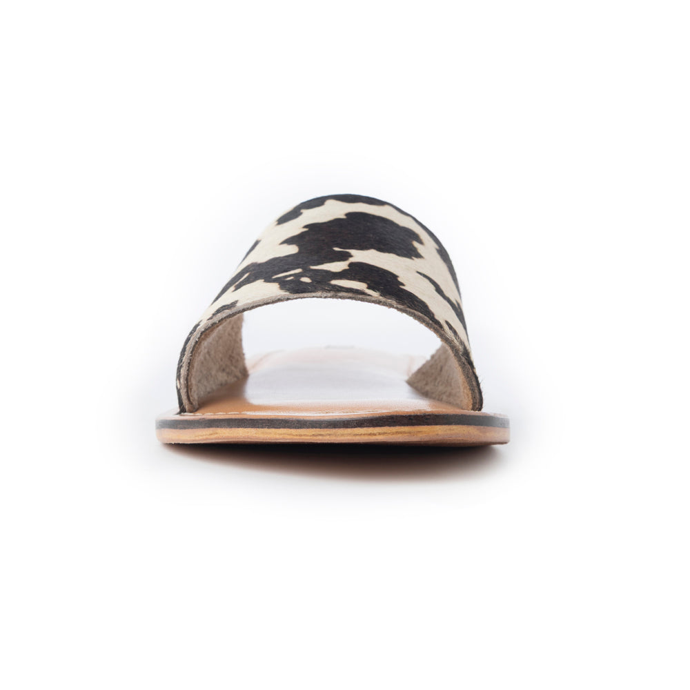 Myra Mojave Herd Hairon Leather Sandals in Creamhide White - Myra USA