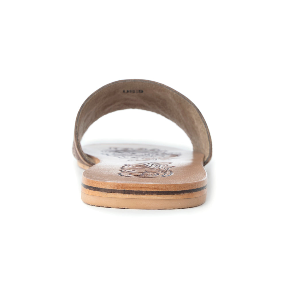 Myra Cactus Lace Handtooled Leather Sandals in Charred Brown - Myra USA