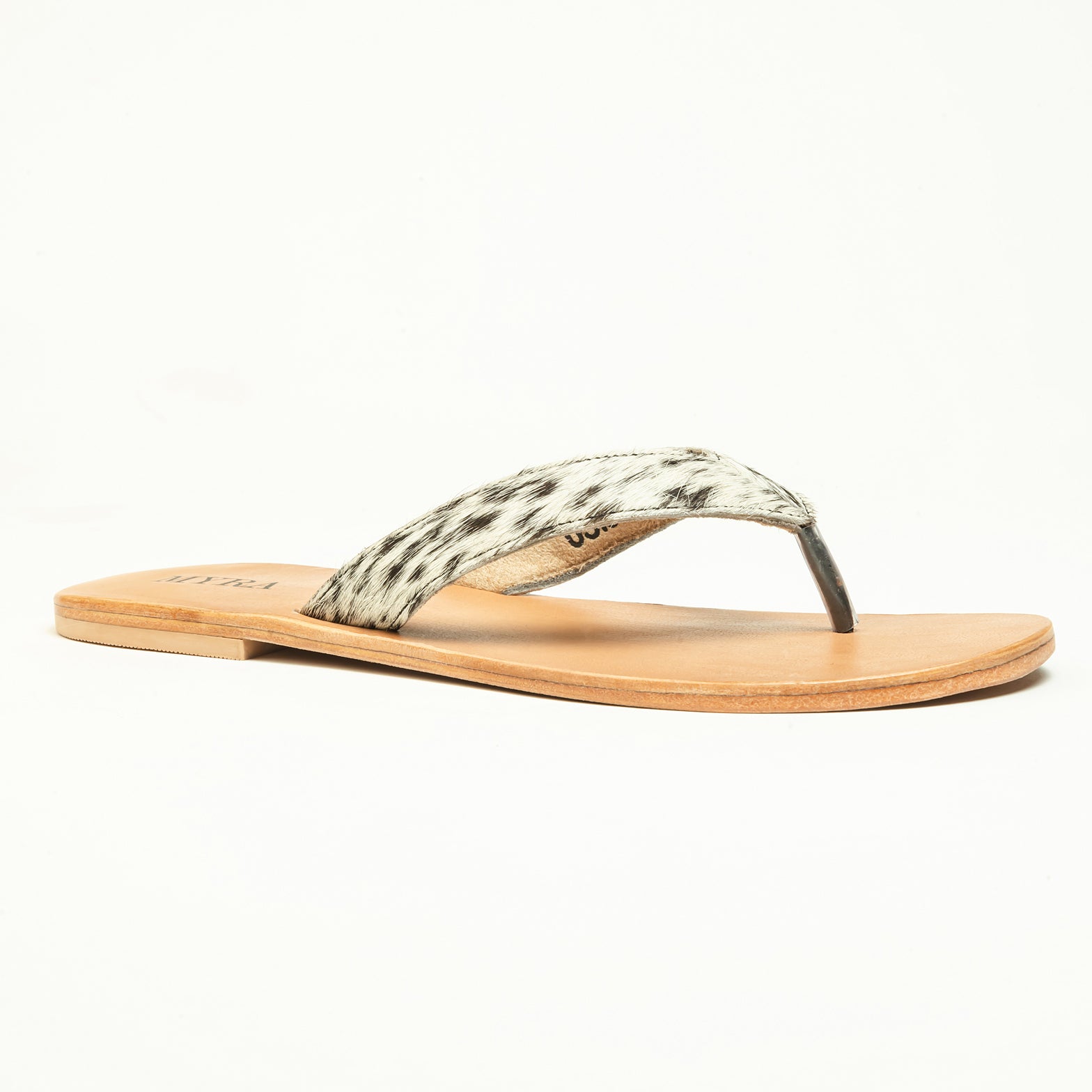 Myra Echo Valley Hairon Leather Sandals in Spotted Ivory - Myra USA
