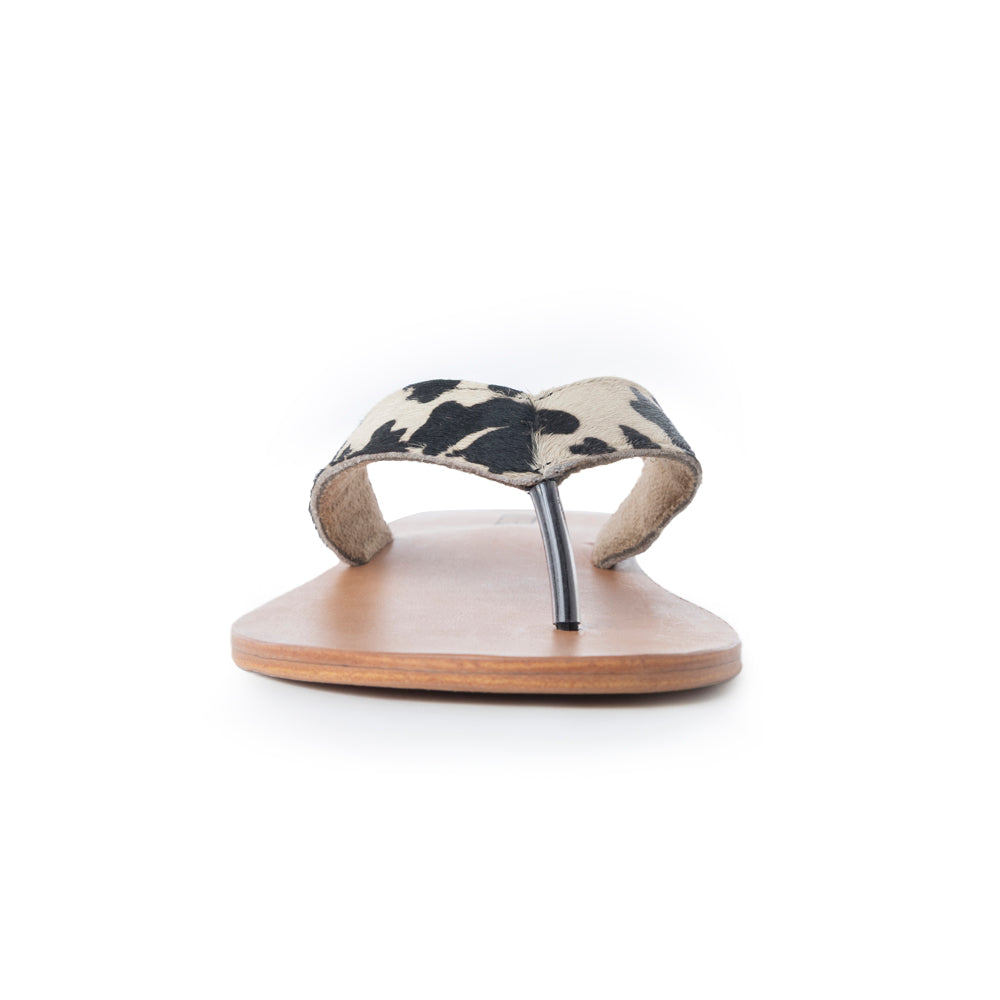 Myra Echo Valley Hairon Leather Sandals in Spotted Ivory - Myra USA