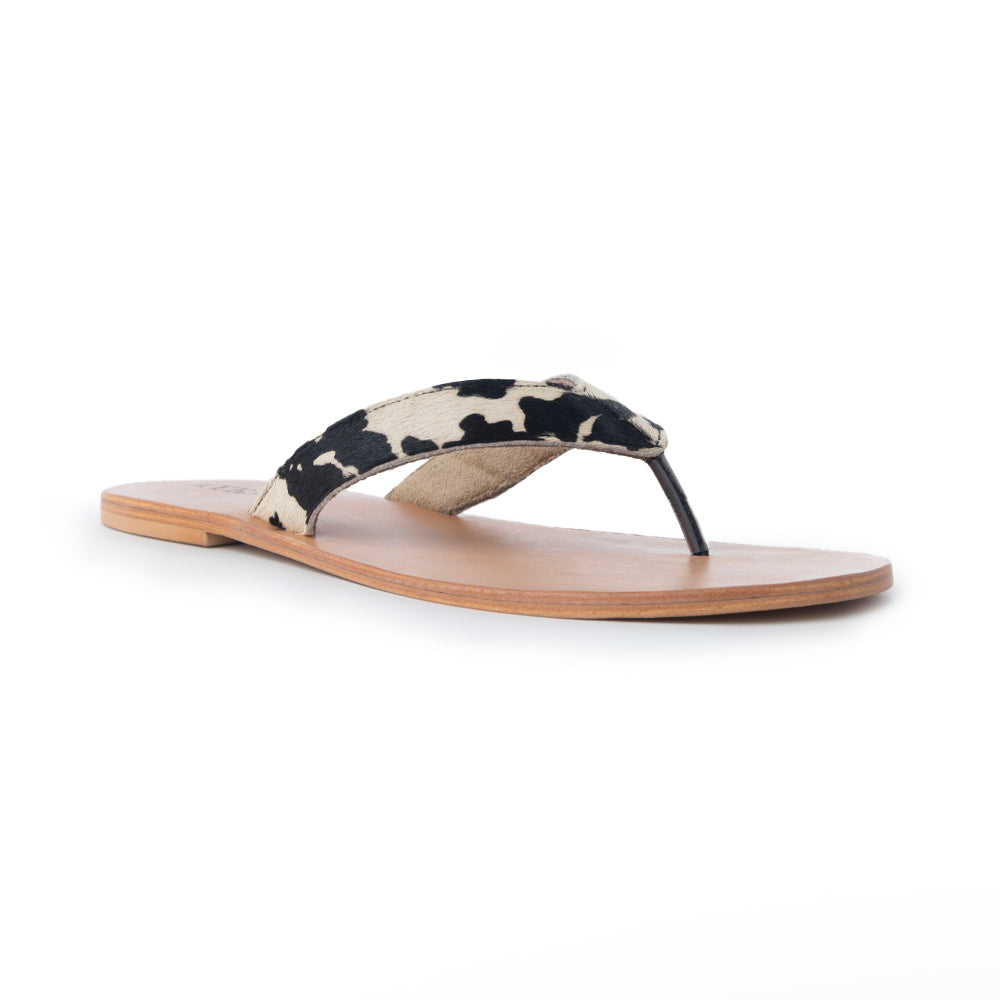 Myra Echo Valley Hairon Leather Sandals in Spotted Ivory - Myra USA