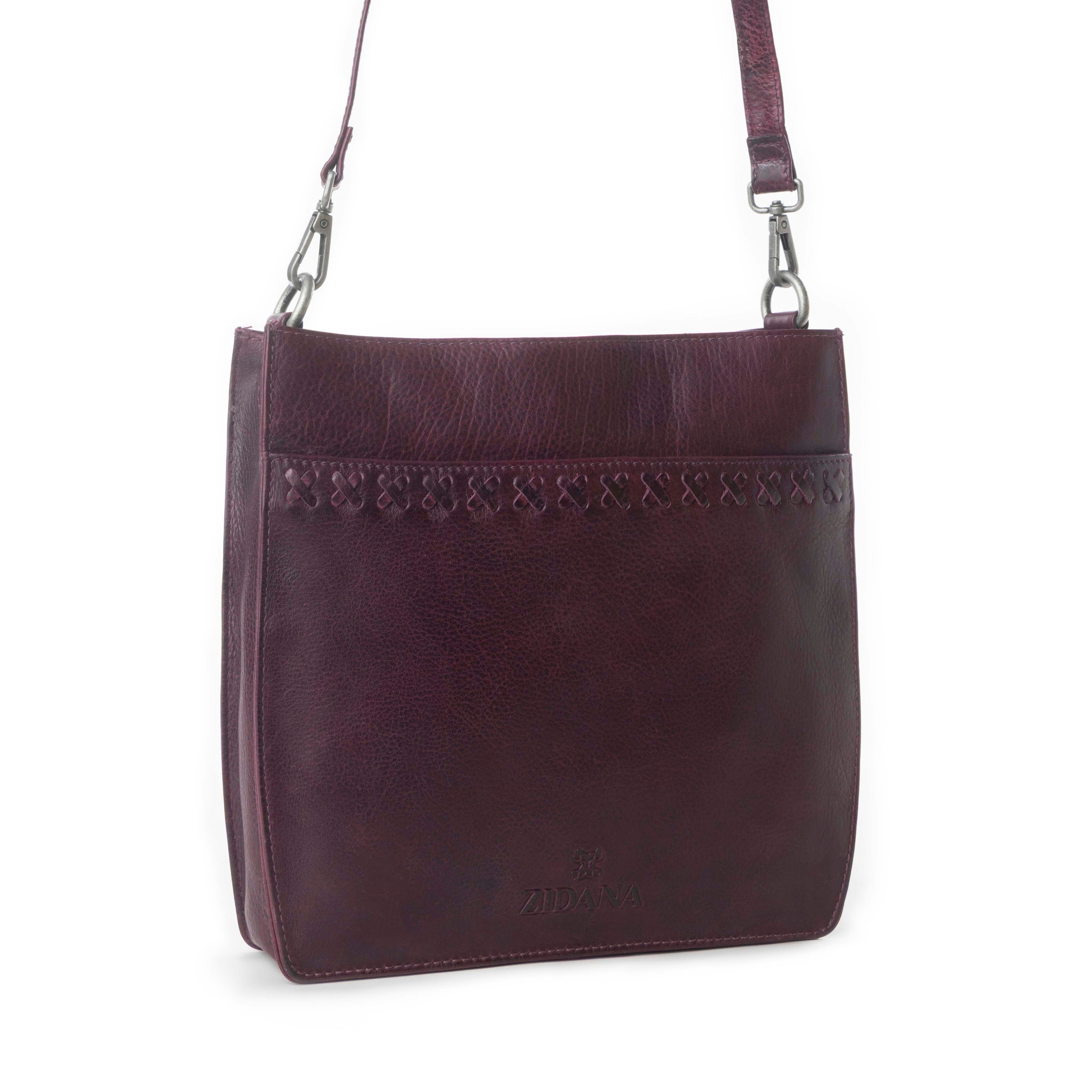 Myra Zidana Mirelle Woven Veg Tanned Leather Sling Bag in Mulberry Shine - Myra USA