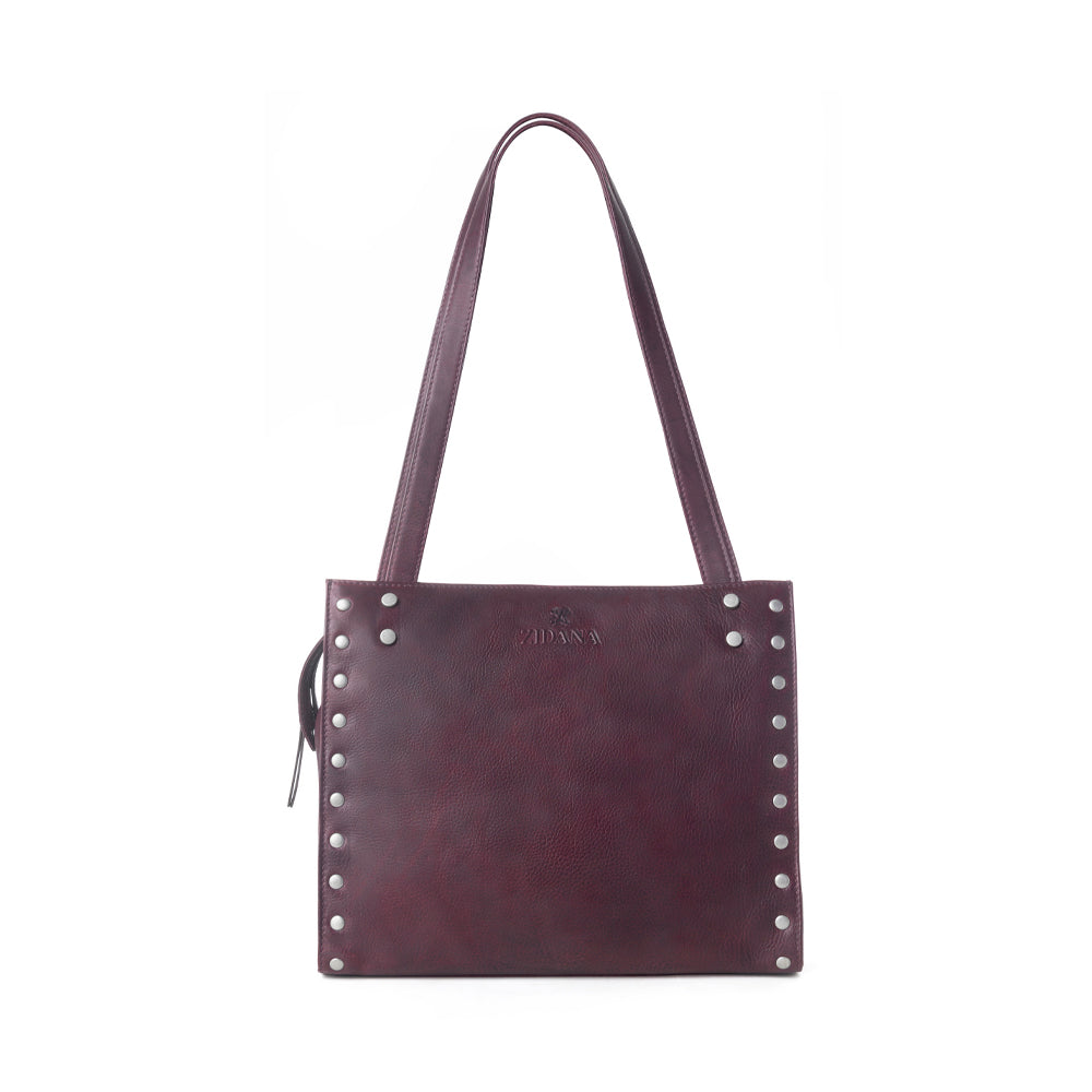 Myra Zidana Aria Amethyst Veg Tanned Leather Tote Bag in Royale Mauve - Myra USA