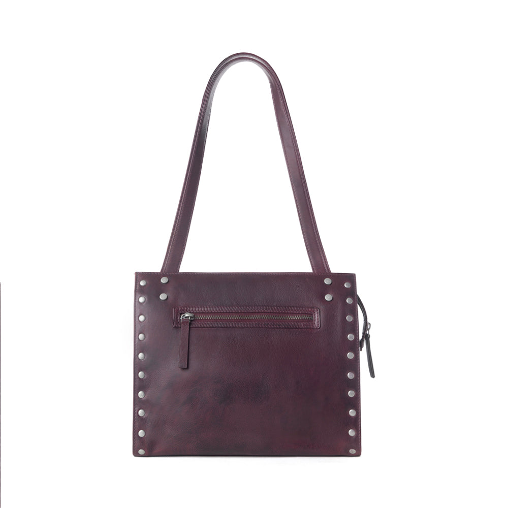 Myra Zidana Aria Amethyst Veg Tanned Leather Tote Bag in Royale Mauve - Myra USA