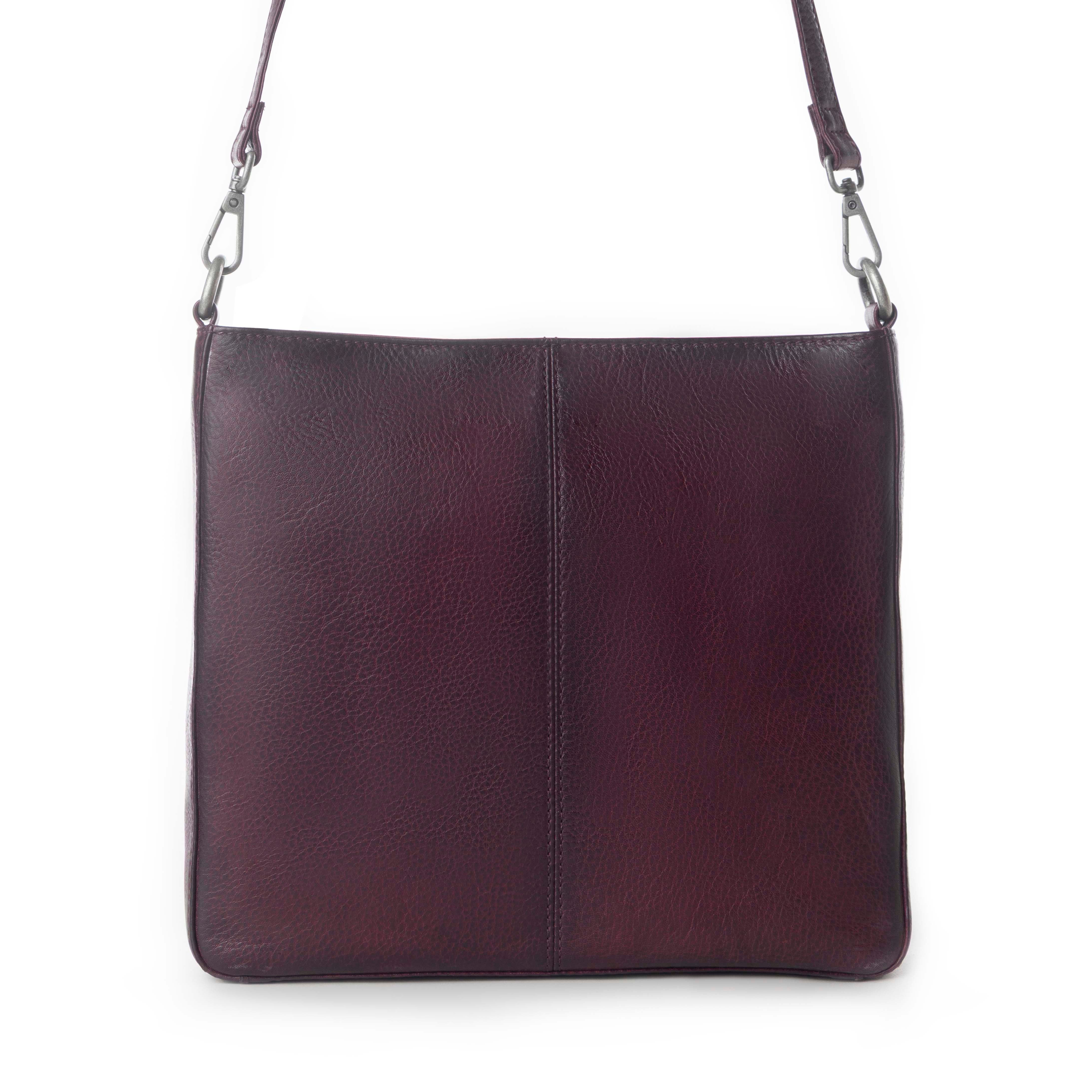 Myra Zidana El Paso Twin Veg Tanned Leather Crossbody Bag in Maroon Mesa - Myra USA