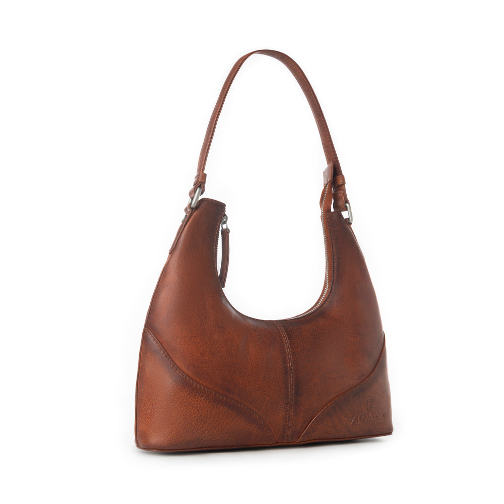 Myra Zidana Winchester Loop Veg Tanned Leather Shoulder Bag in Maple Glaze - Myra USA