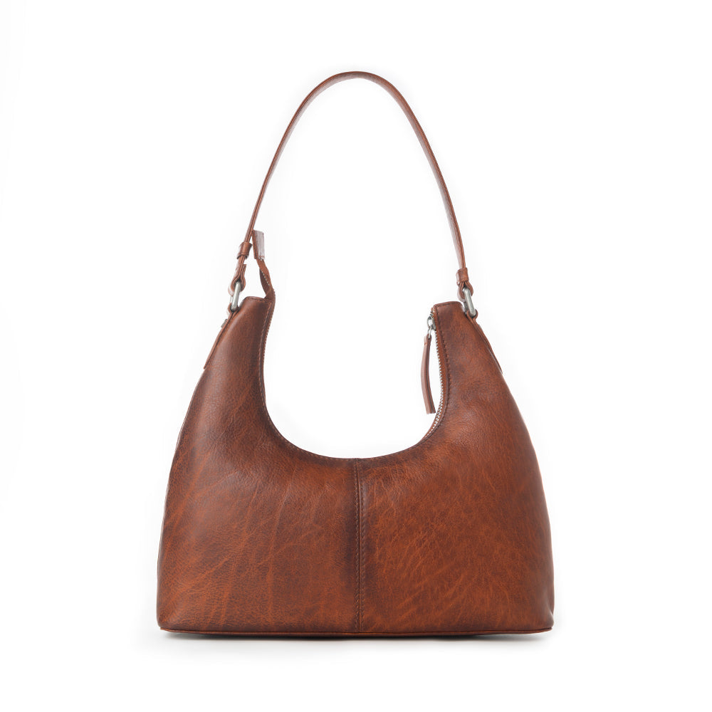 Myra Zidana Winchester Loop Veg Tanned Leather Shoulder Bag in Maple Glaze - Myra USA