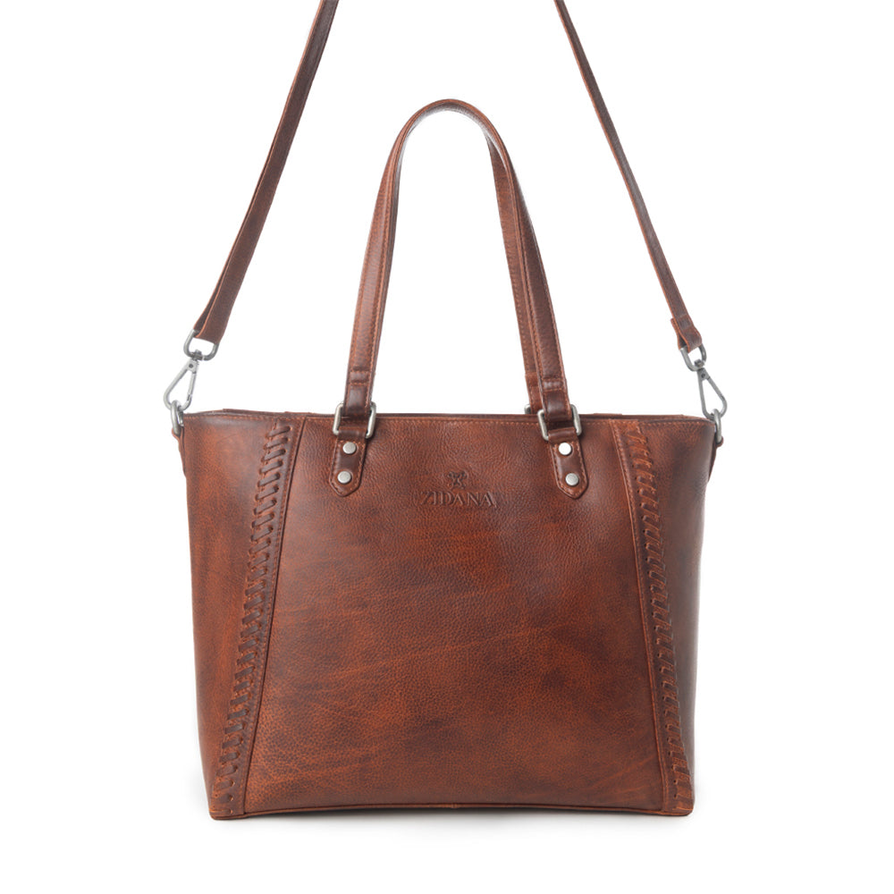 Myra Zidana Arista Bloom Veg Tanned Leather Handbag in Amberwood