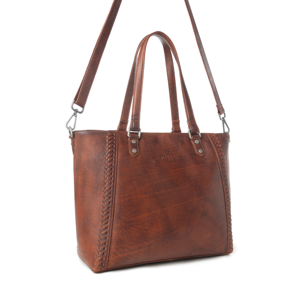 Myra Zidana Arista Bloom Veg Tanned Leather Handbag in Amberwood - Myra USA