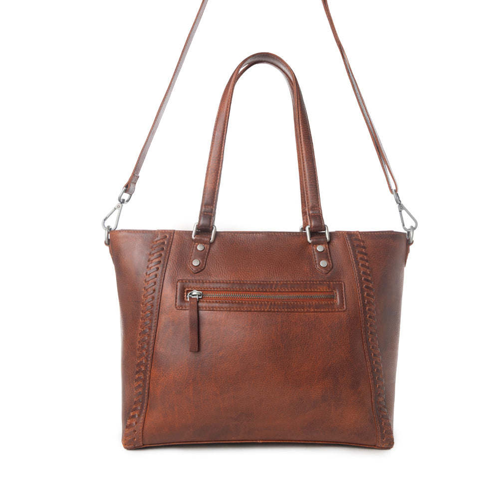 Myra Zidana Arista Bloom Veg Tanned Leather Handbag in Amberwood - Myra USA