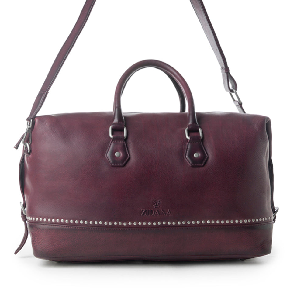 Myra Zidana Sundown Plains Veg Tanned Leather Traveller Bag in Dusty Berry - Myra USA