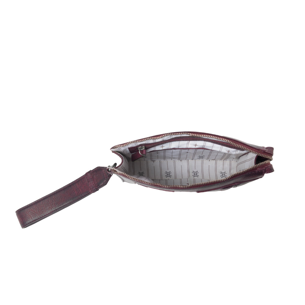 Myra Zidana Bandera Ridge Veg Tanned Leather Wristlet in Dusty Rose - Myra USA