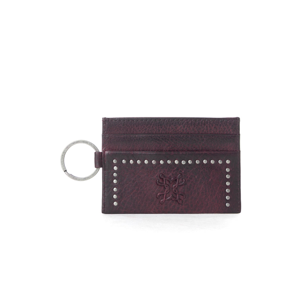 Myra Zidana Steelhoof Studded Veg Tanned Leather Wallet in Sienna Plum - Myra USA