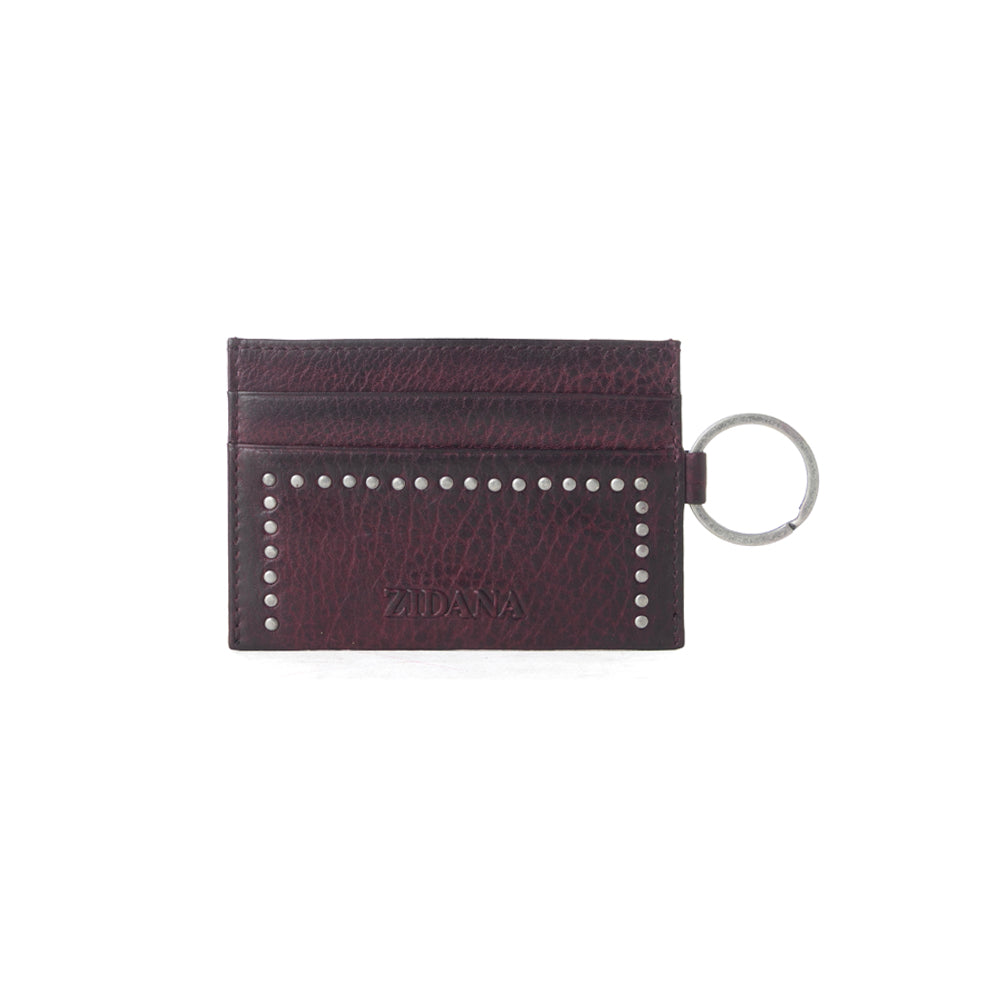 Myra Zidana Steelhoof Studded Veg Tanned Leather Wallet in Sienna Plum - Myra USA