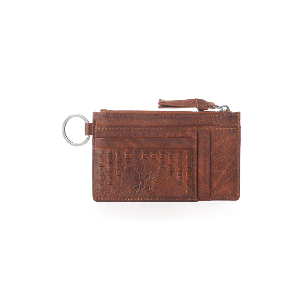 Myra Zidana Vino Braided Veg Tanned Leather Wallet in Chestnut Shine - Myra USA