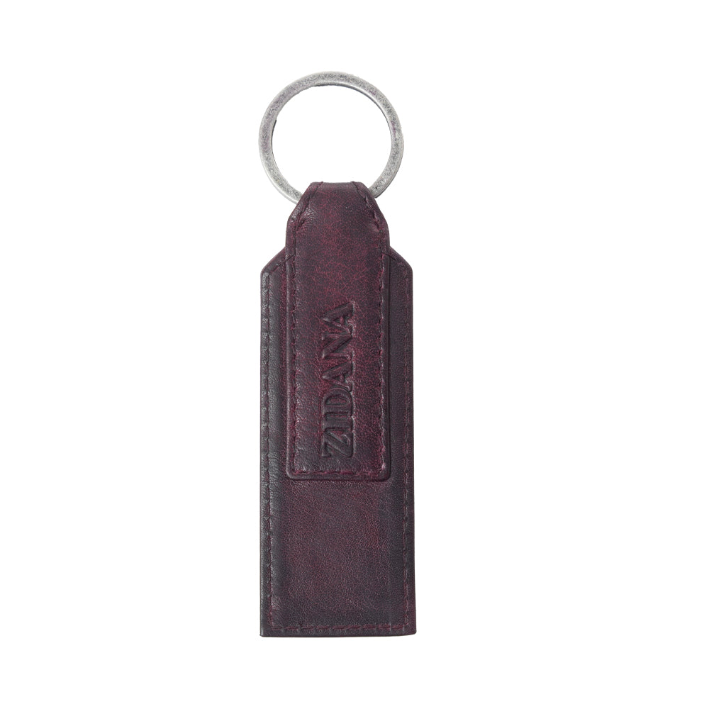 Myra Zidana Ardan Artistry Veg Tanned Leather Keyfob in Raven Maroon - Myra USA