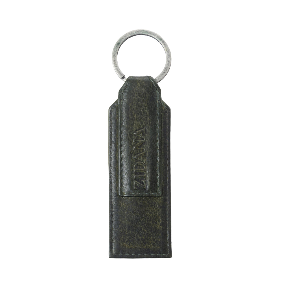Myra Zidana Ardan Artistry Veg Tanned Leather Keyfob in Sage Shadow - Myra USA
