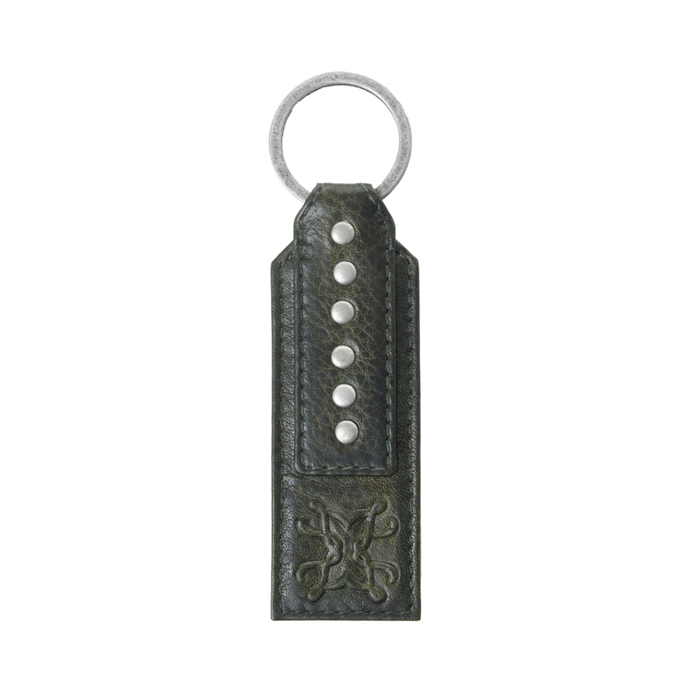 Myra Zidana Highland Studded Veg Tanned Leather Keyfob in Cactus Ash - Myra USA
