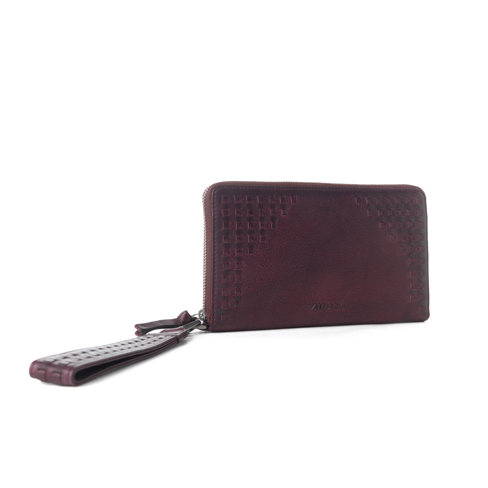 Myra Zidana Elko Braided Veg Tanned Leather Wallet in Merlot Smoke - Myra USA