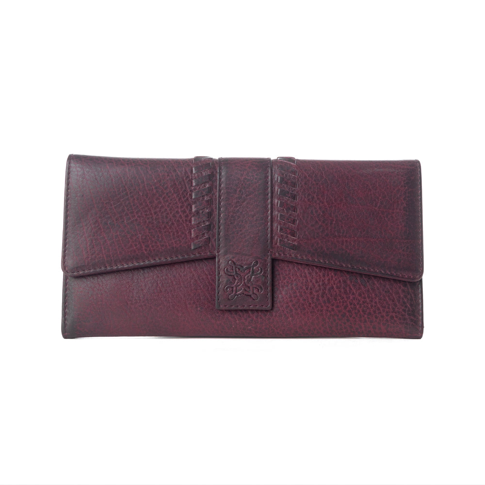 Myra Zidana Santa Fe Woven Veg Tanned Leather Wallet in Twilight Berry - Myra USA