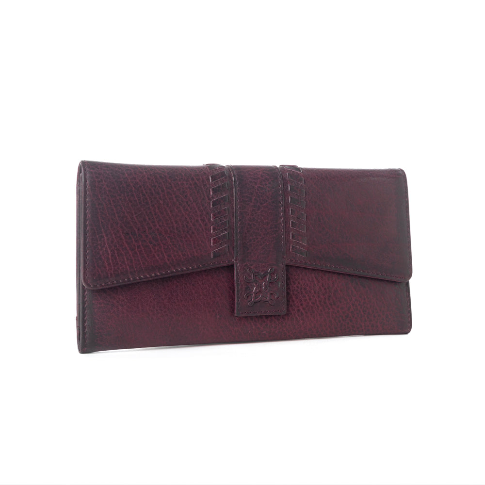 Myra Zidana Santa Fe Woven Veg Tanned Leather Wallet in Twilight Berry - Myra USA