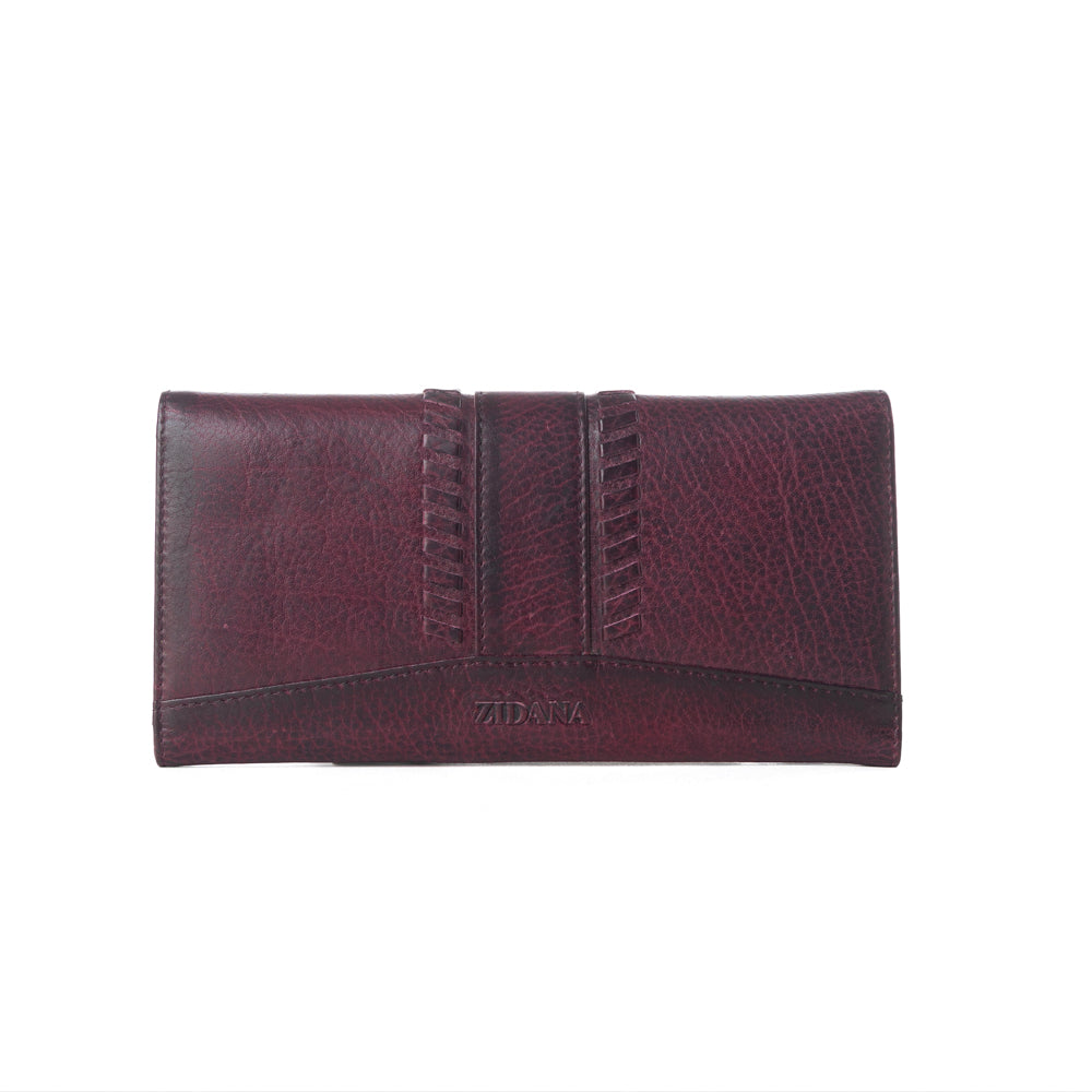 Myra Zidana Santa Fe Woven Veg Tanned Leather Wallet in Twilight Berry - Myra USA