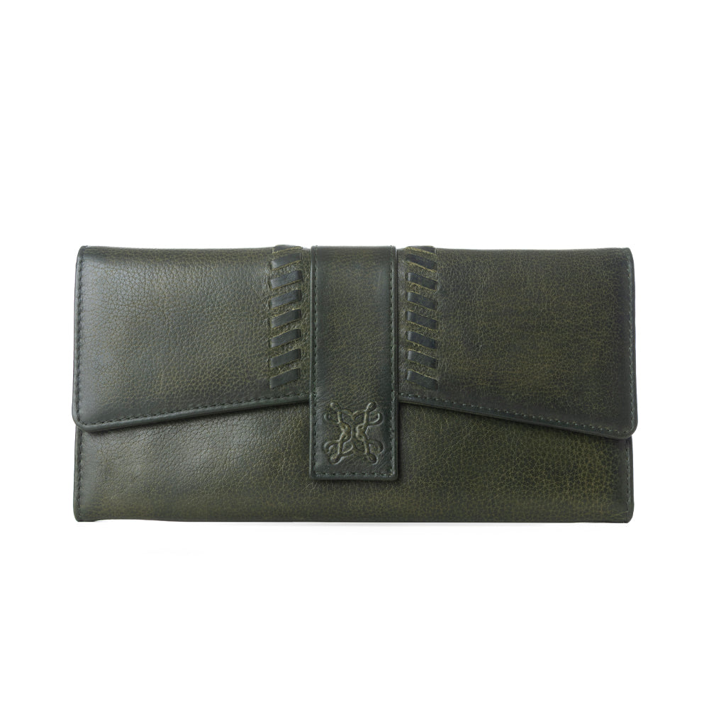 Myra Zidana Santa Fe Woven Veg Tanned Leather Wallet in Luna Green - Myra USA