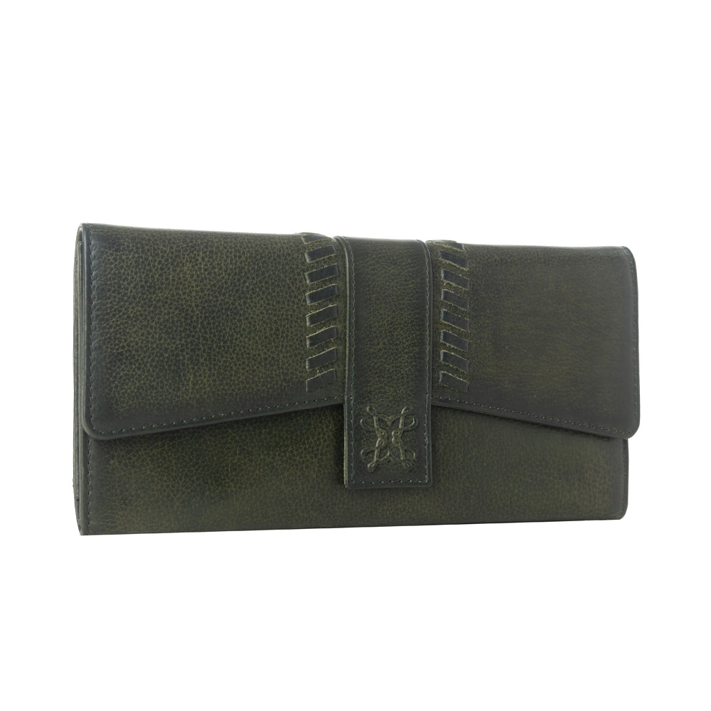 Myra Zidana Santa Fe Woven Veg Tanned Leather Wallet in Luna Green - Myra USA