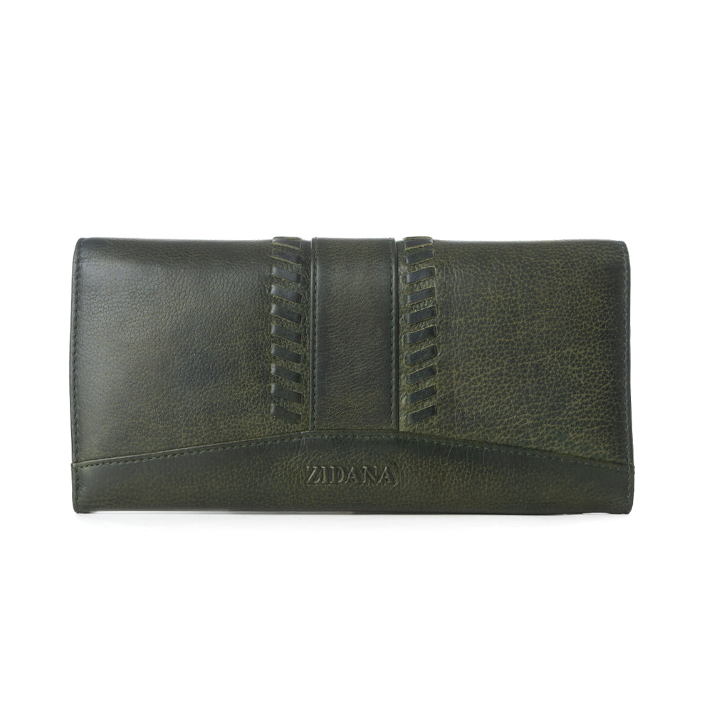 Myra Zidana Santa Fe Woven Veg Tanned Leather Wallet in Luna Green - Myra USA