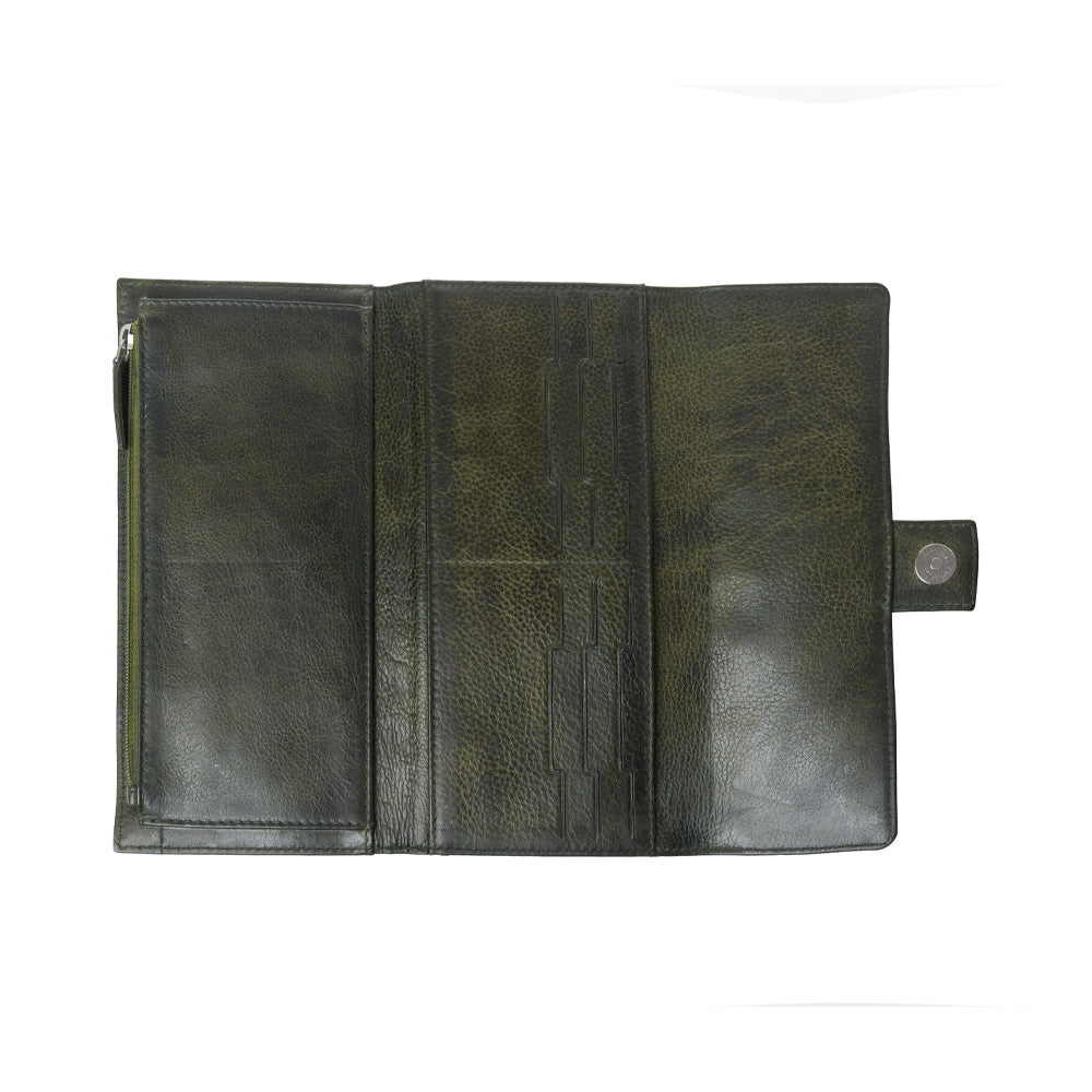 Myra Zidana Santa Fe Woven Veg Tanned Leather Wallet in Luna Green - Myra USA