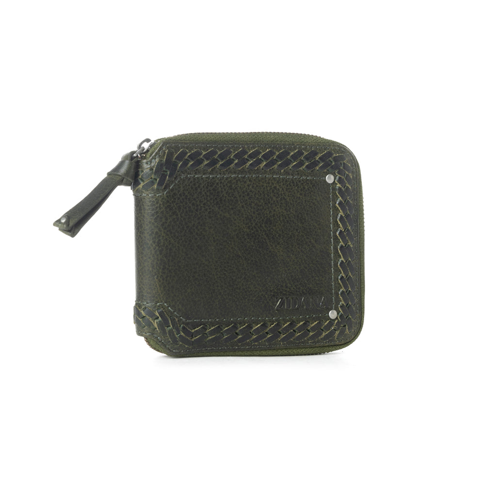 Myra Zidana Dante Men's Veg Tanned Leather Wallet in Army Ivy - Myra USA