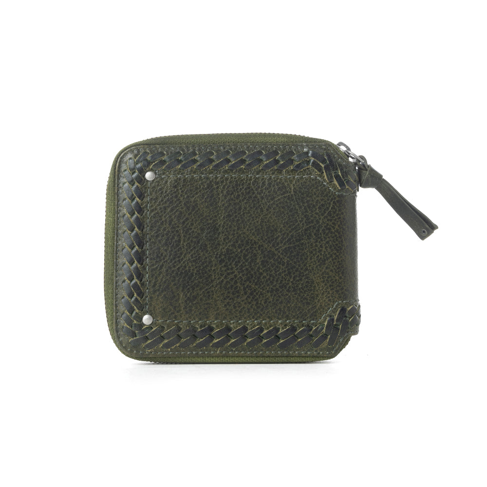 Myra Zidana Dante Men's Veg Tanned Leather Wallet in Army Ivy - Myra USA