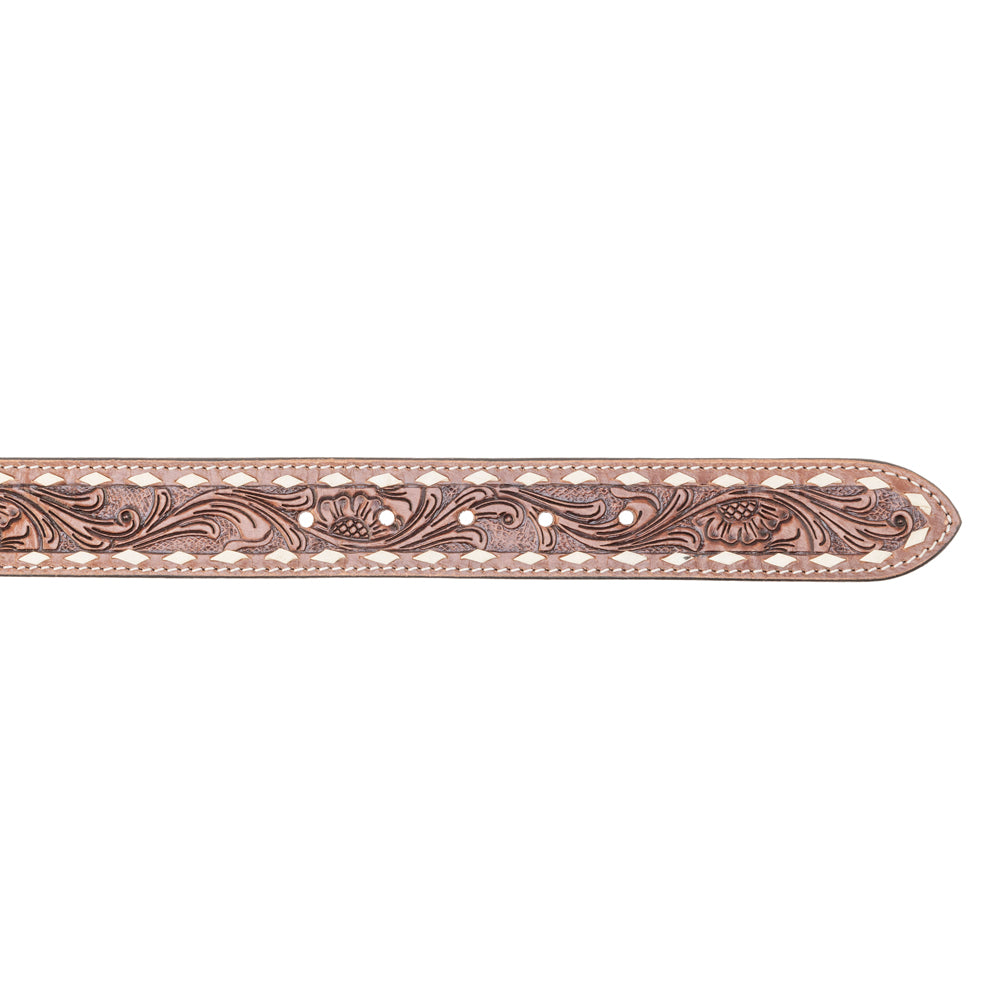Talavera Handtooled Leather Belt for Women in Ember