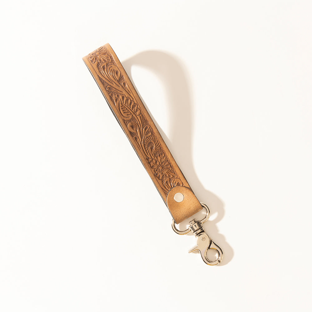 Myra Prairie Mark Handtooled Leather Keyfob in Canyon Tan