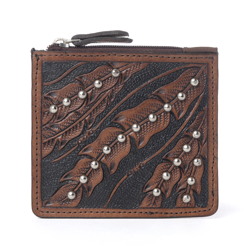 Myra Briar Creek Handtooled Leather Credit Card Holder in Heritage Brown - Myra USA