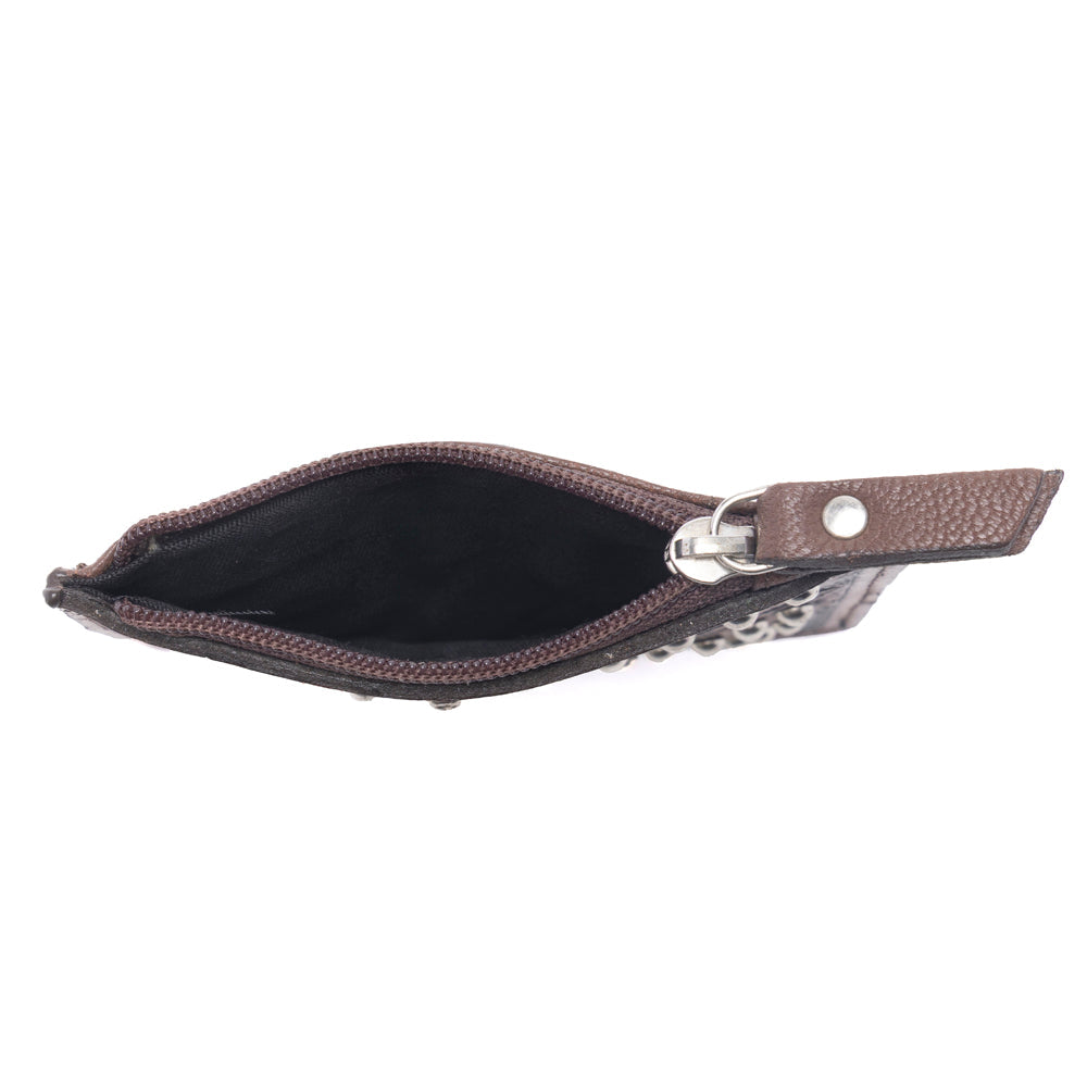 Myra Briar Creek Handtooled Leather Credit Card Holder in Heritage Brown - Myra USA